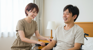 障害者男性に寄り添う風俗嬢