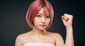 ガッツポーズをするソープ嬢