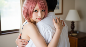 男性と抱き合う風俗嬢