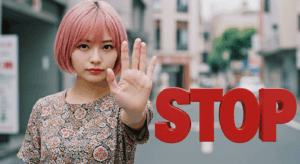 ストップポーズをする風俗嬢